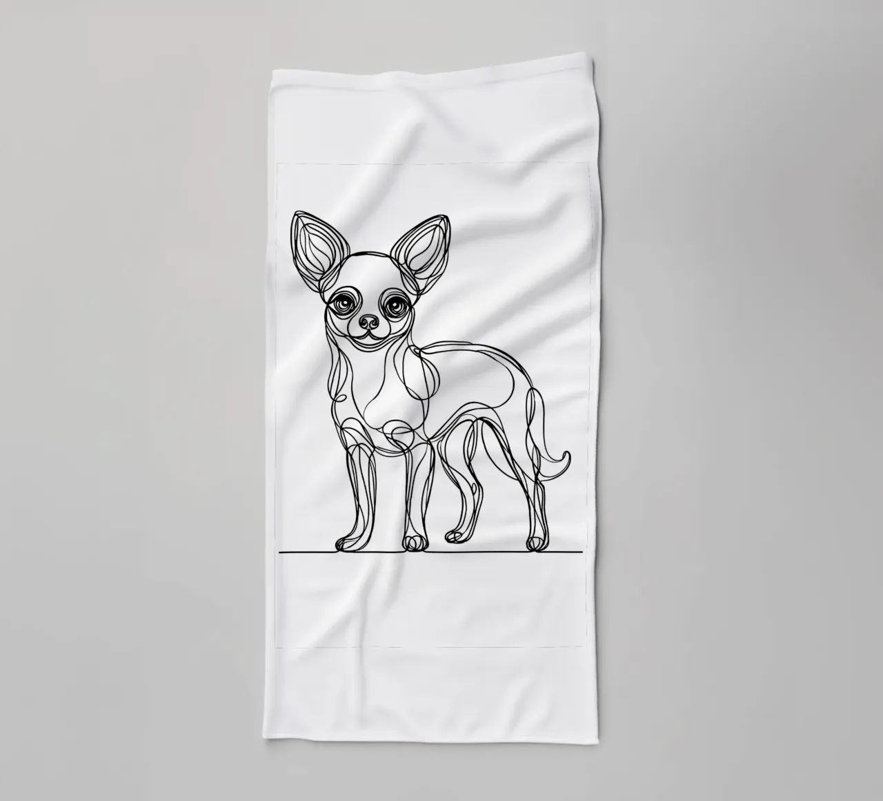 Chihuahua Dog Line Art Drawing towel by WijdevenDesign