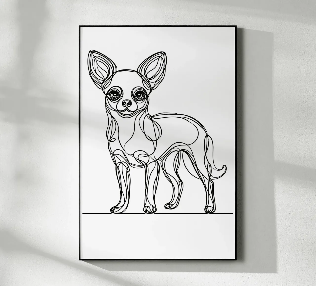 Dibujo lineal de perro chihuahua metacrilato de WijdevenDesign