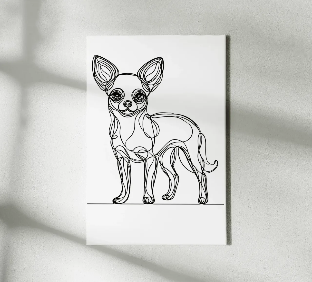 Chihuahua Hond Lijntekening canvas van WijdevenDesign