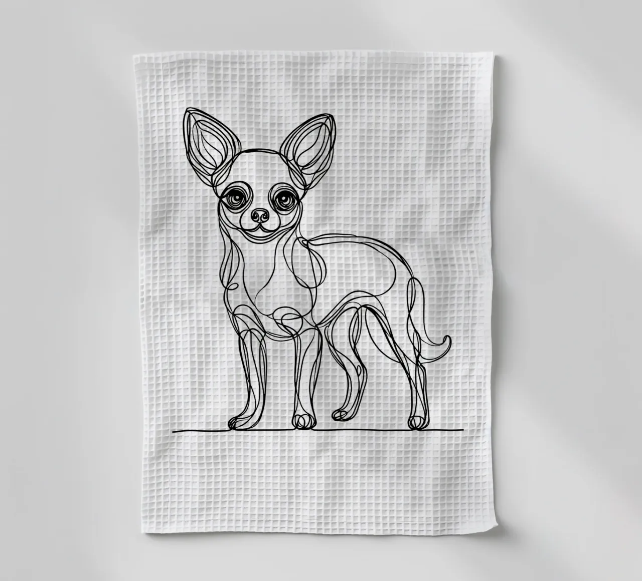 Chihuahua Dog Line Art Drawing torchon de WijdevenDesign