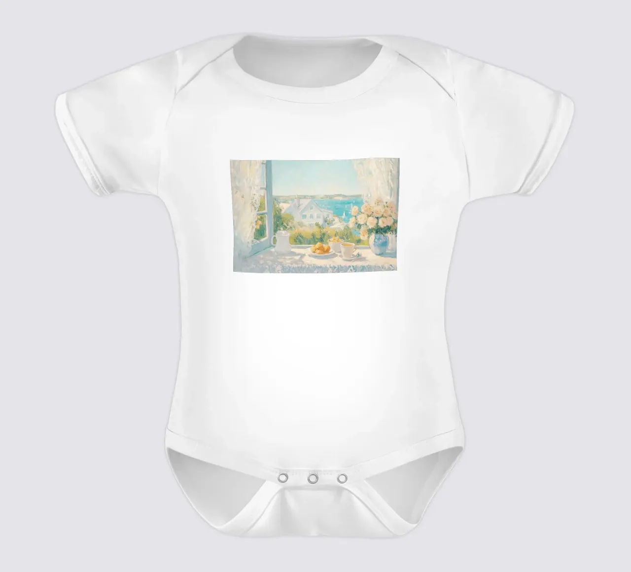 Vredig uitzicht op de kust en het platteland babyrompertje korte mouwen van Melloi Art Print