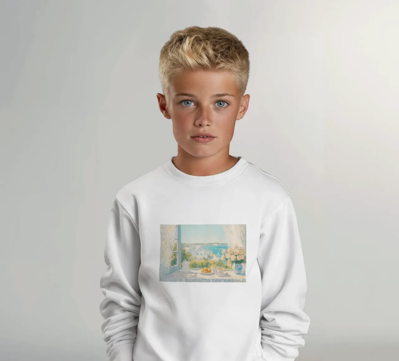 Peaceful Coastal Countryside View kids sweatshirt by Melloi Art Print