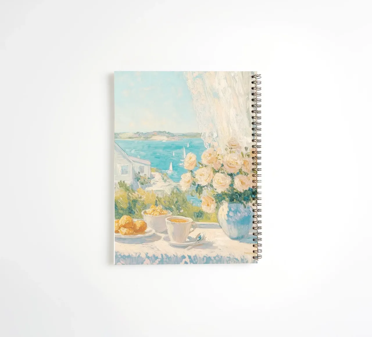 Peaceful Coastal Countryside View spiral notebook by Melloi Art Print