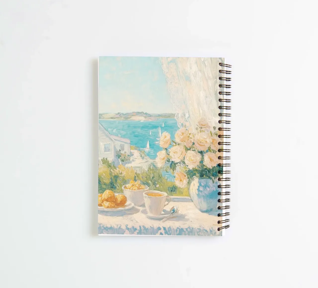 Peaceful Coastal Countryside View spiral notebook by Melloi Art Print
