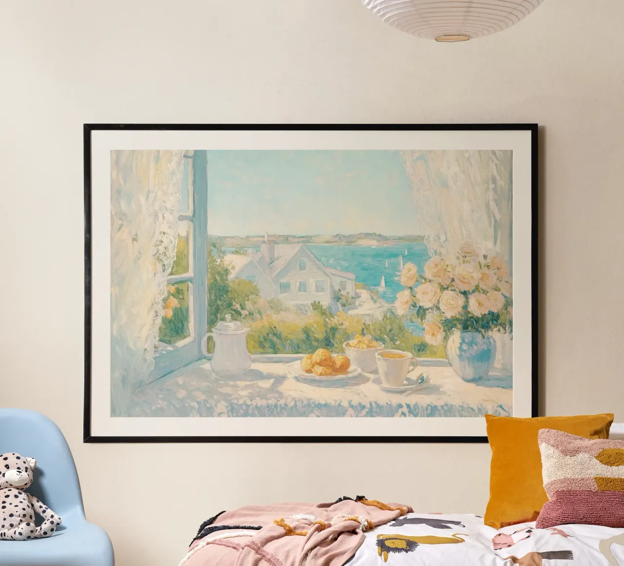 Tranquilla vista sulla campagna costiera poster con telaio in legno da Melloi Art Print