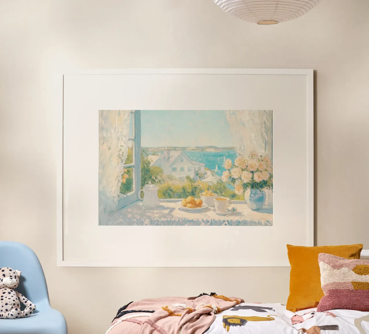 Tranquilla vista sulla campagna costiera poster con telaio in legno da Melloi Art Print