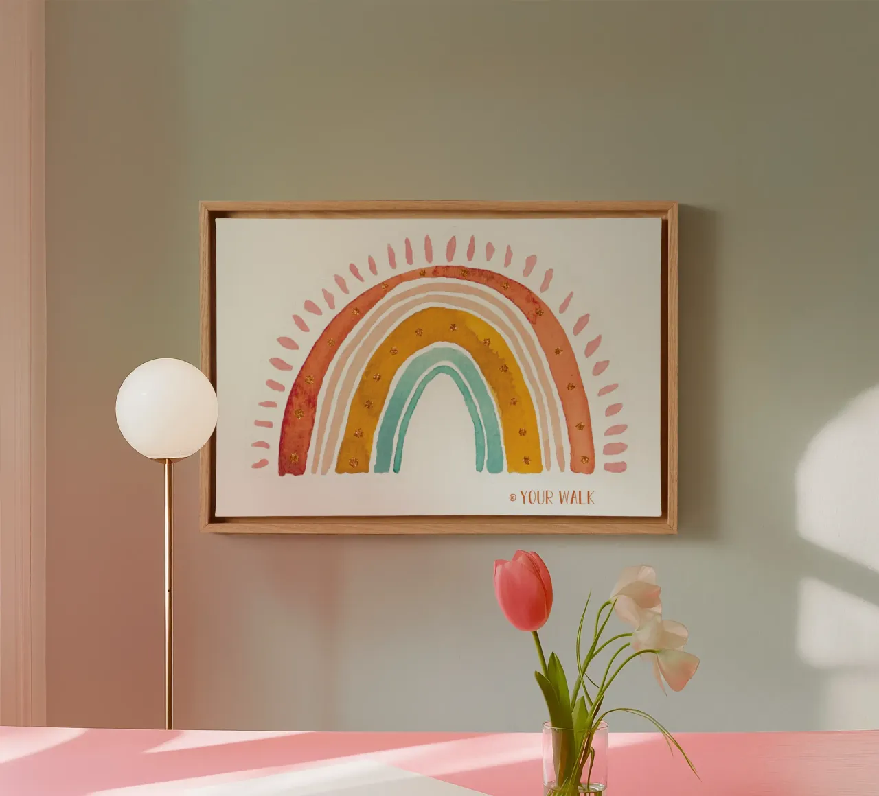 REGENBOGEN BOHO canvas met Baklijst van YOUR WALK