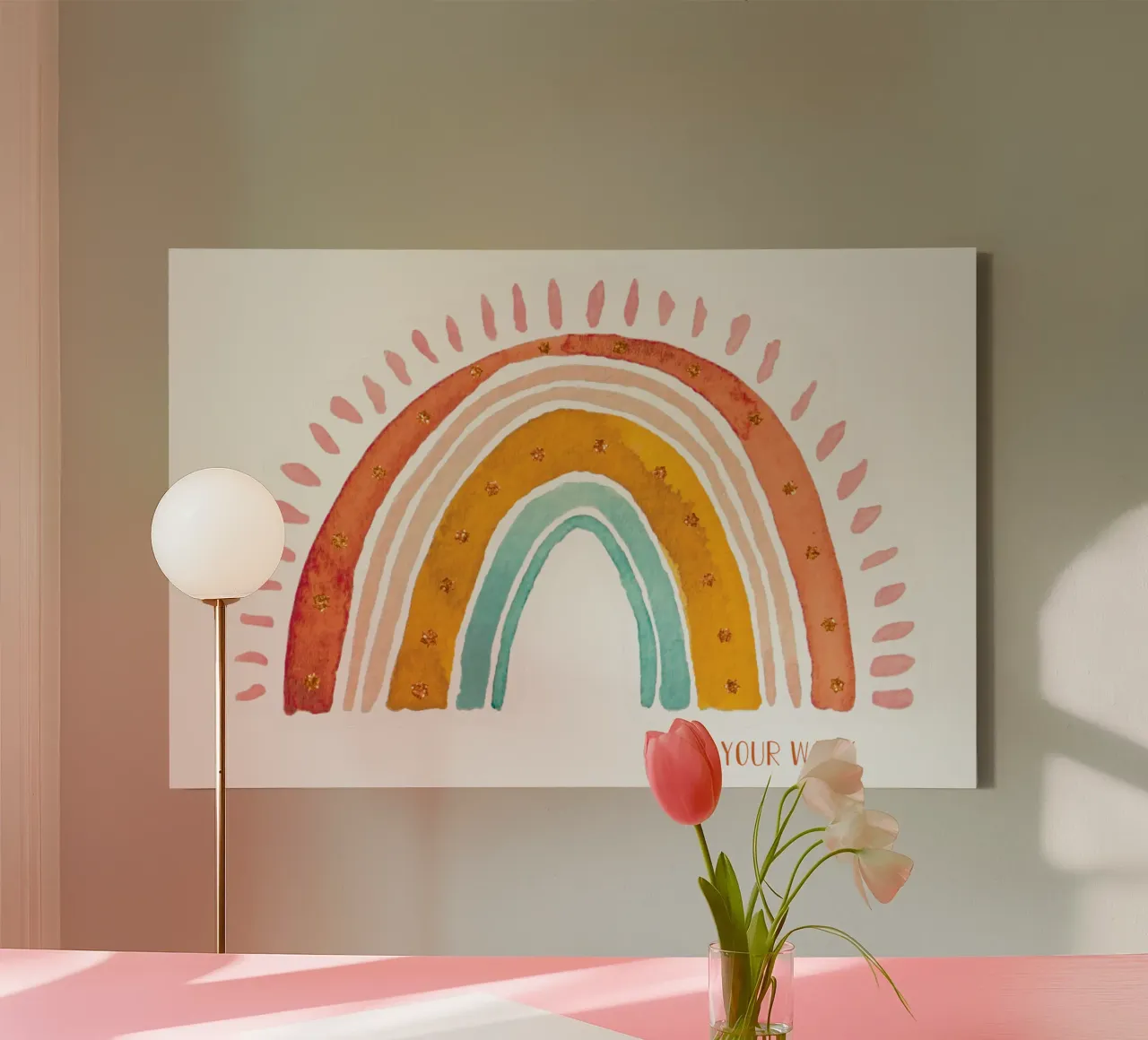 REGENBOGEN BOHO canvas met Baklijst van YOUR WALK