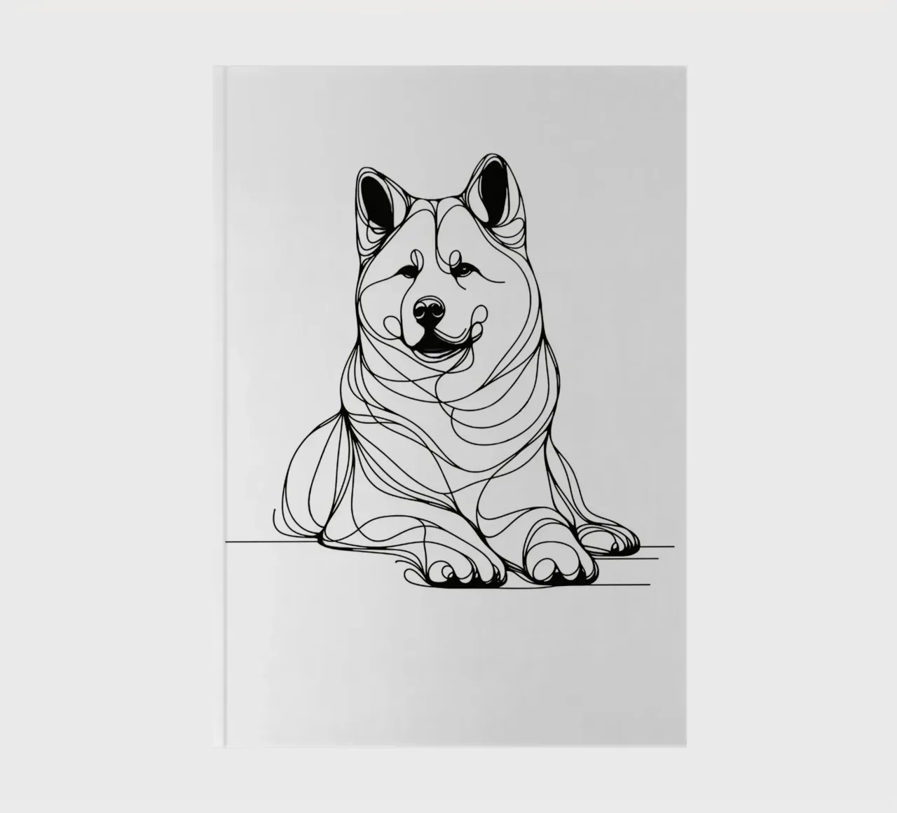 Akita Dog Line Art Drawing notebook by WijdevenDesign