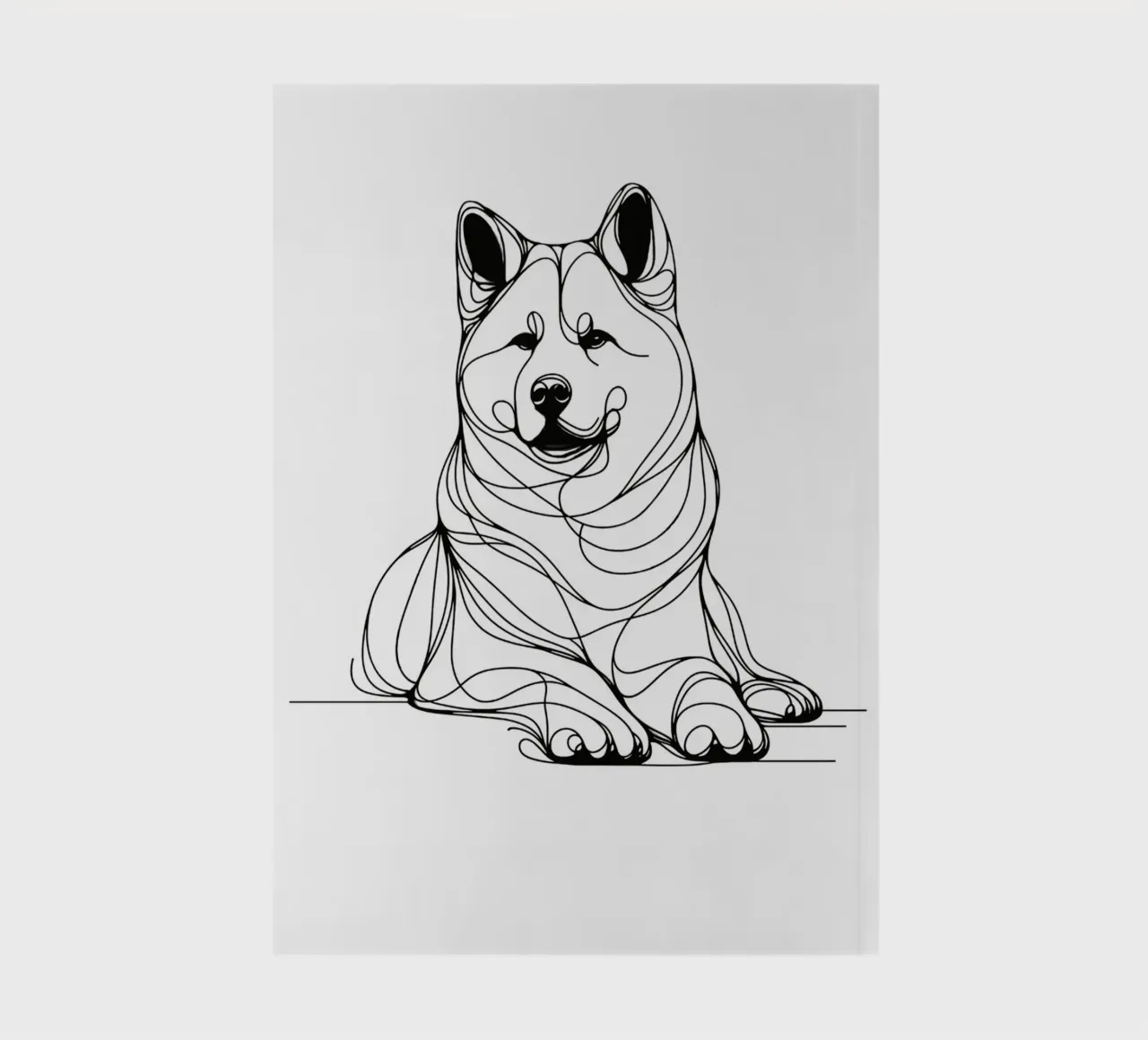 Akita Dog Line Art Drawing notebook by WijdevenDesign