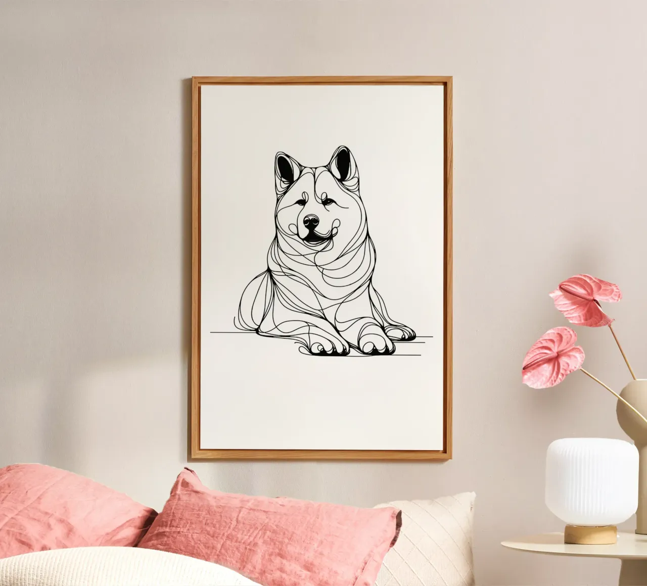 Akita Hund Line Art Zeichnung Forex-Platte von WijdevenDesign