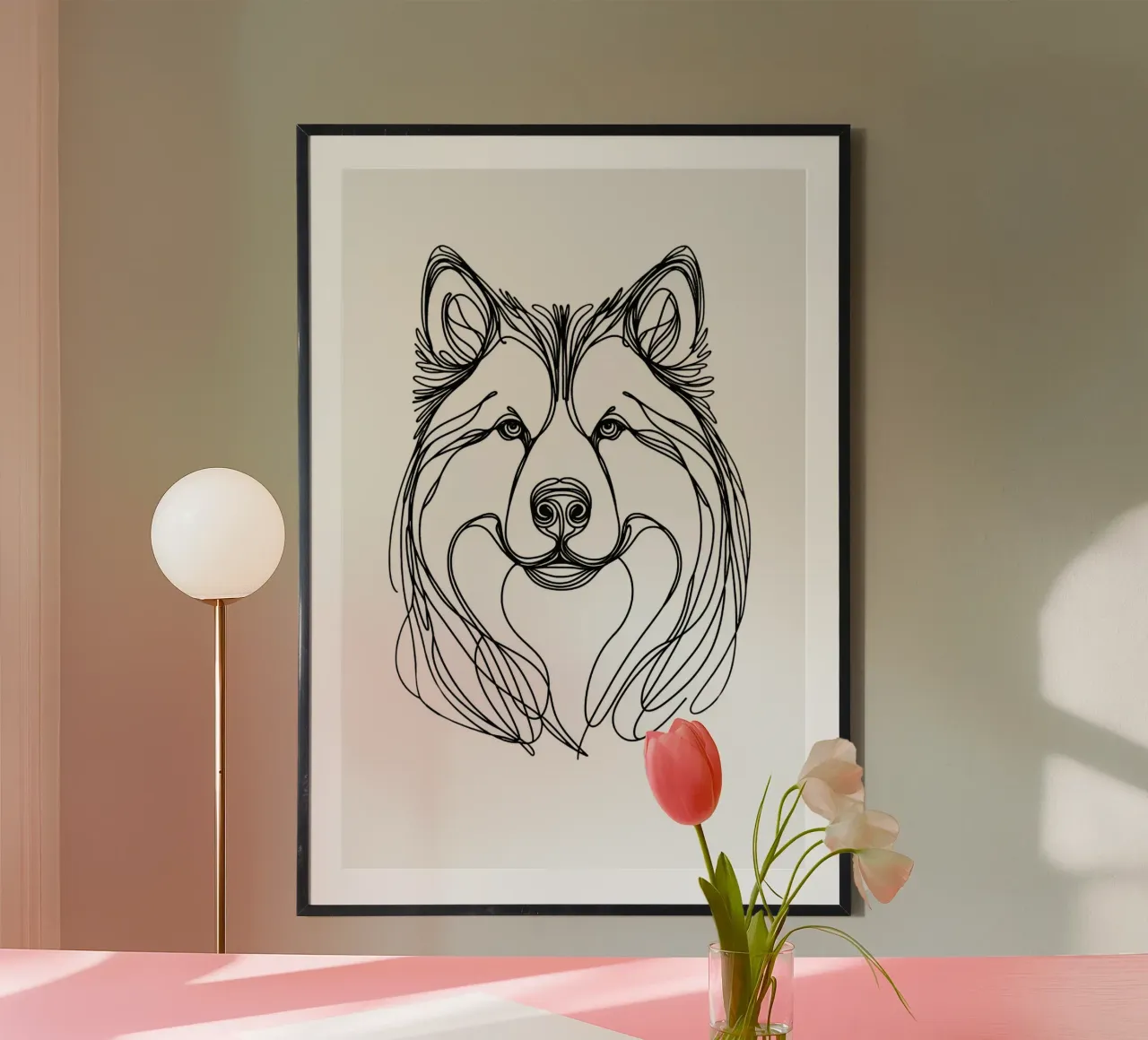 Chien malamute d'Alaska Dessin au trait poster de WijdevenDesign