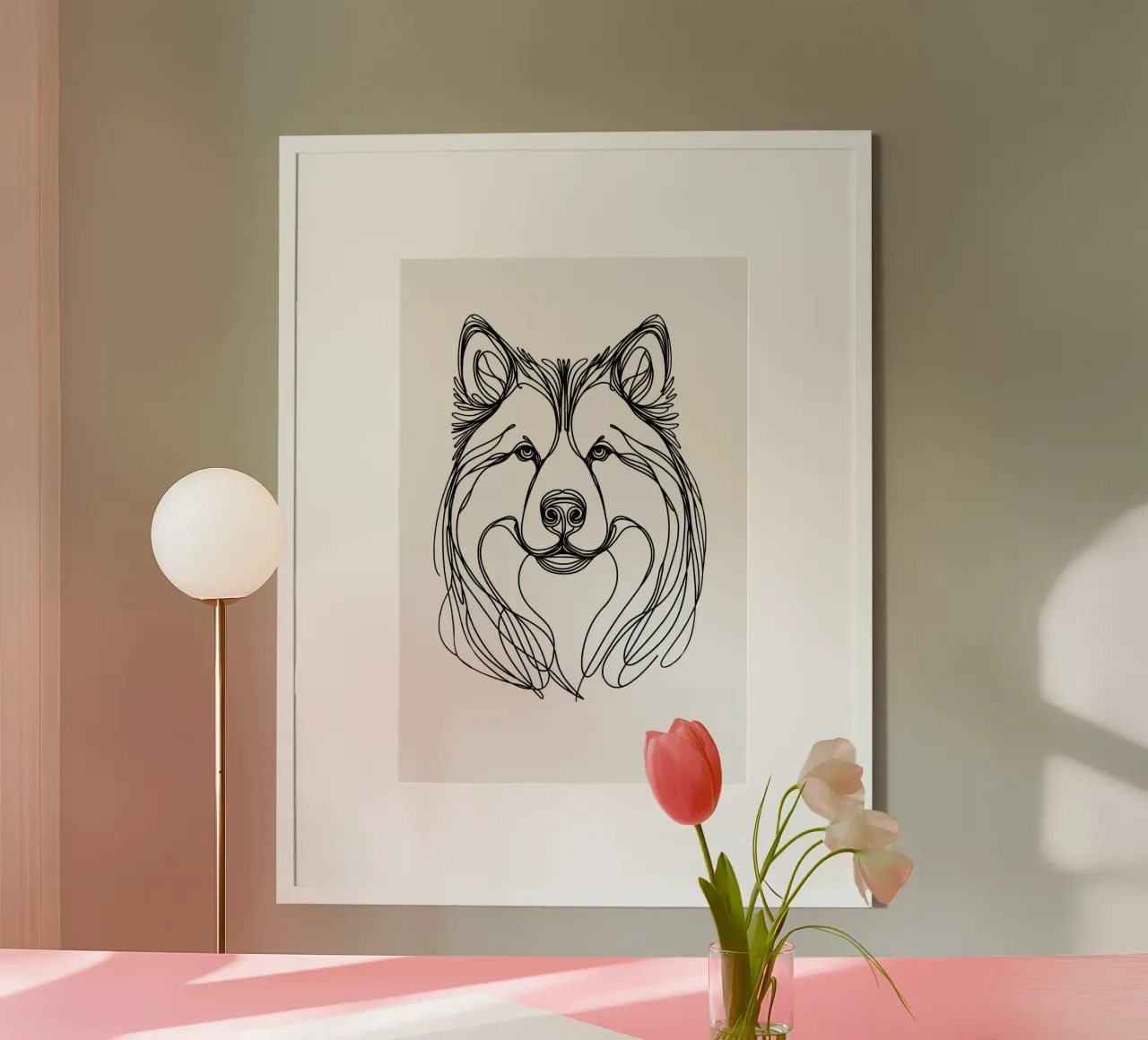 Chien malamute d'Alaska Dessin au trait poster de WijdevenDesign