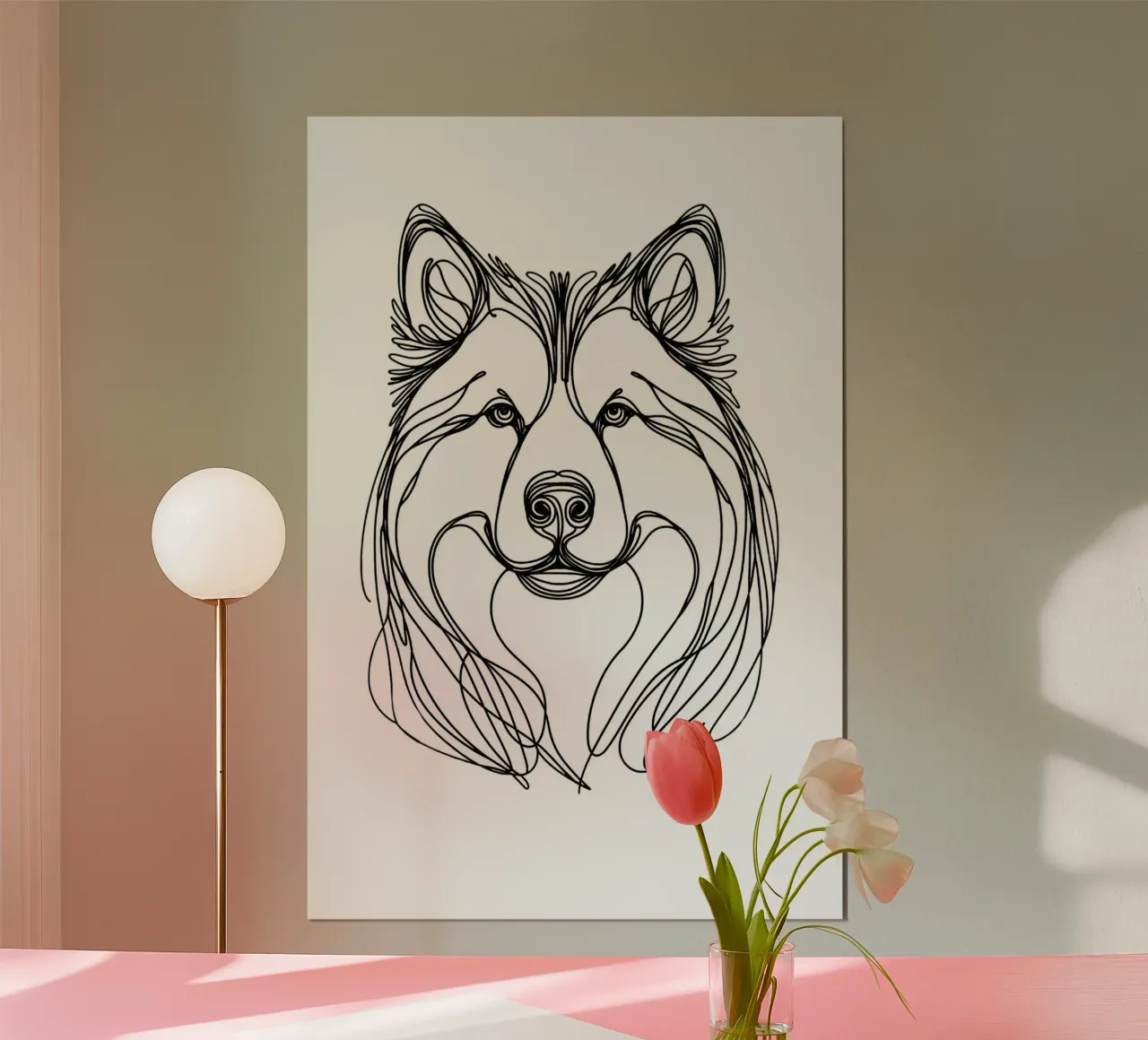 Chien malamute d'Alaska Dessin au trait poster de WijdevenDesign