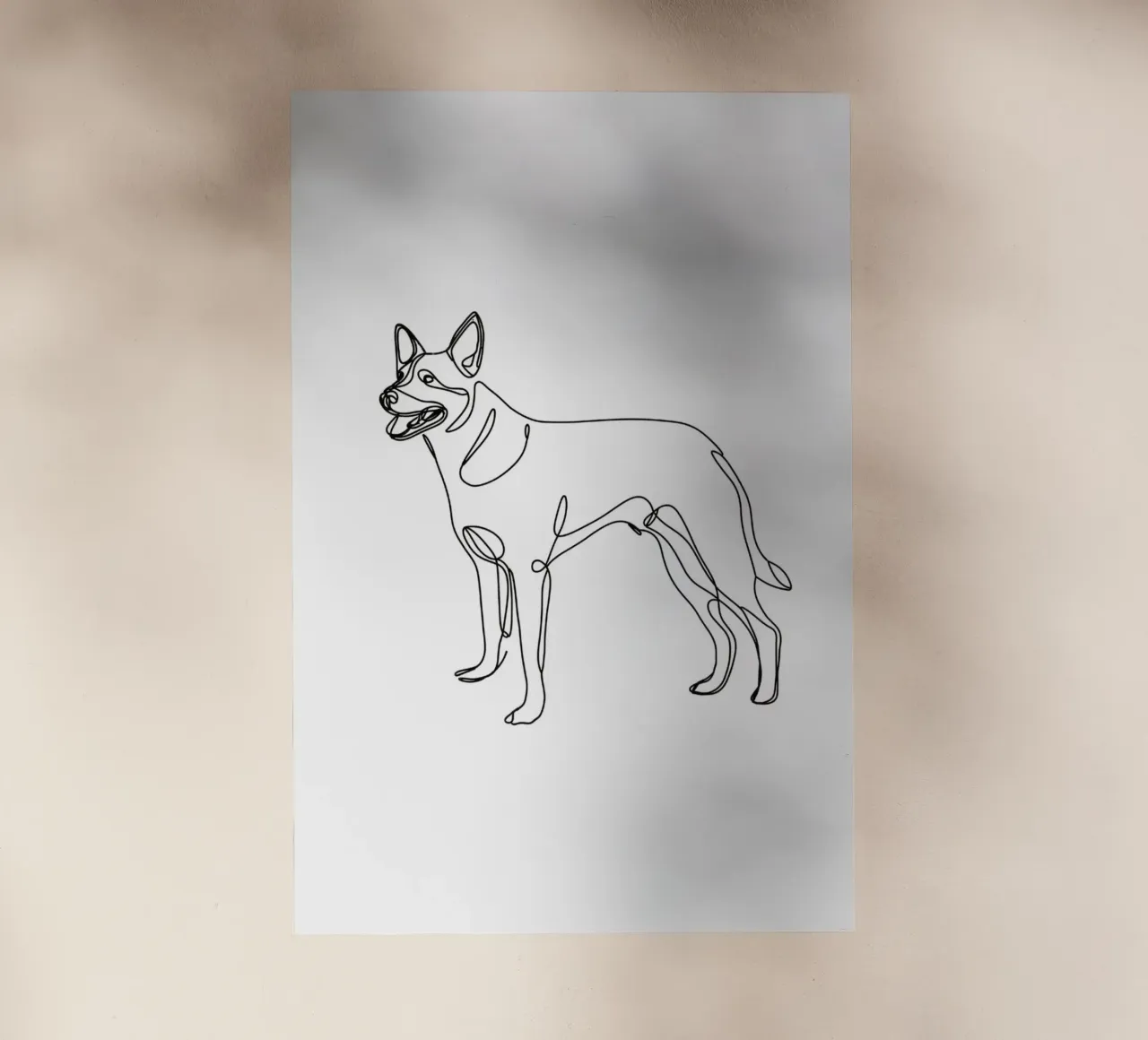 Disegno artistico lineare di Australian Cattle Dog pellicola backlit da WijdevenDesign