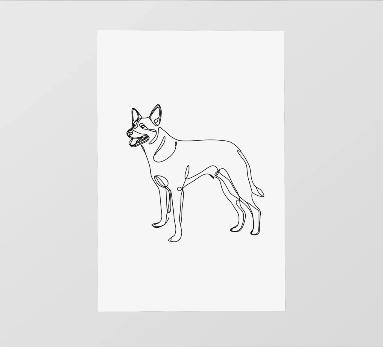 Disegno artistico lineare di Australian Cattle Dog pellicola backlit da WijdevenDesign