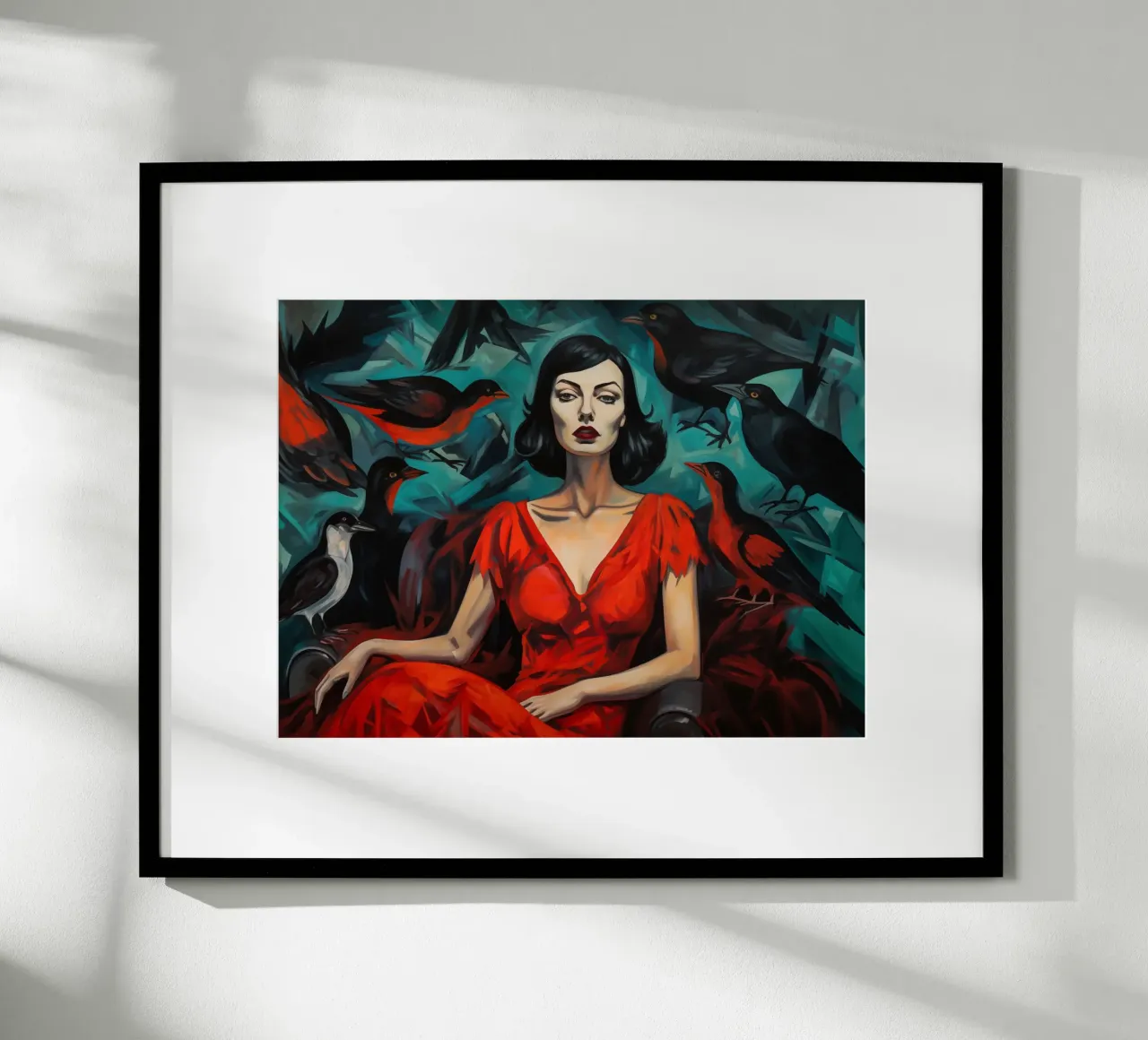 Gli Uccelli | Pittura classica | Ispirato a Hitchcock poster con telaio in alluminio da Autofocus