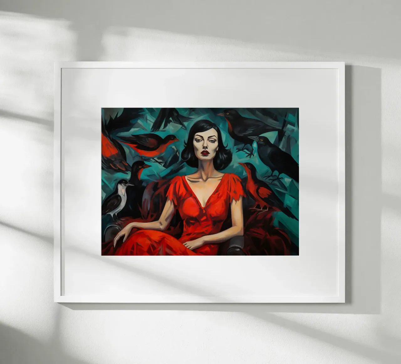 Gli Uccelli | Pittura classica | Ispirato a Hitchcock poster con telaio in alluminio da Autofocus