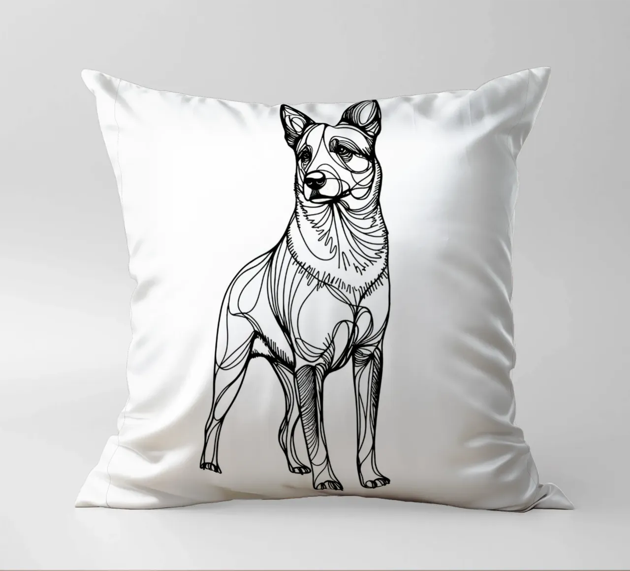 Disegno artistico lineare di Australian Cattle Dog cuscino da WijdevenDesign