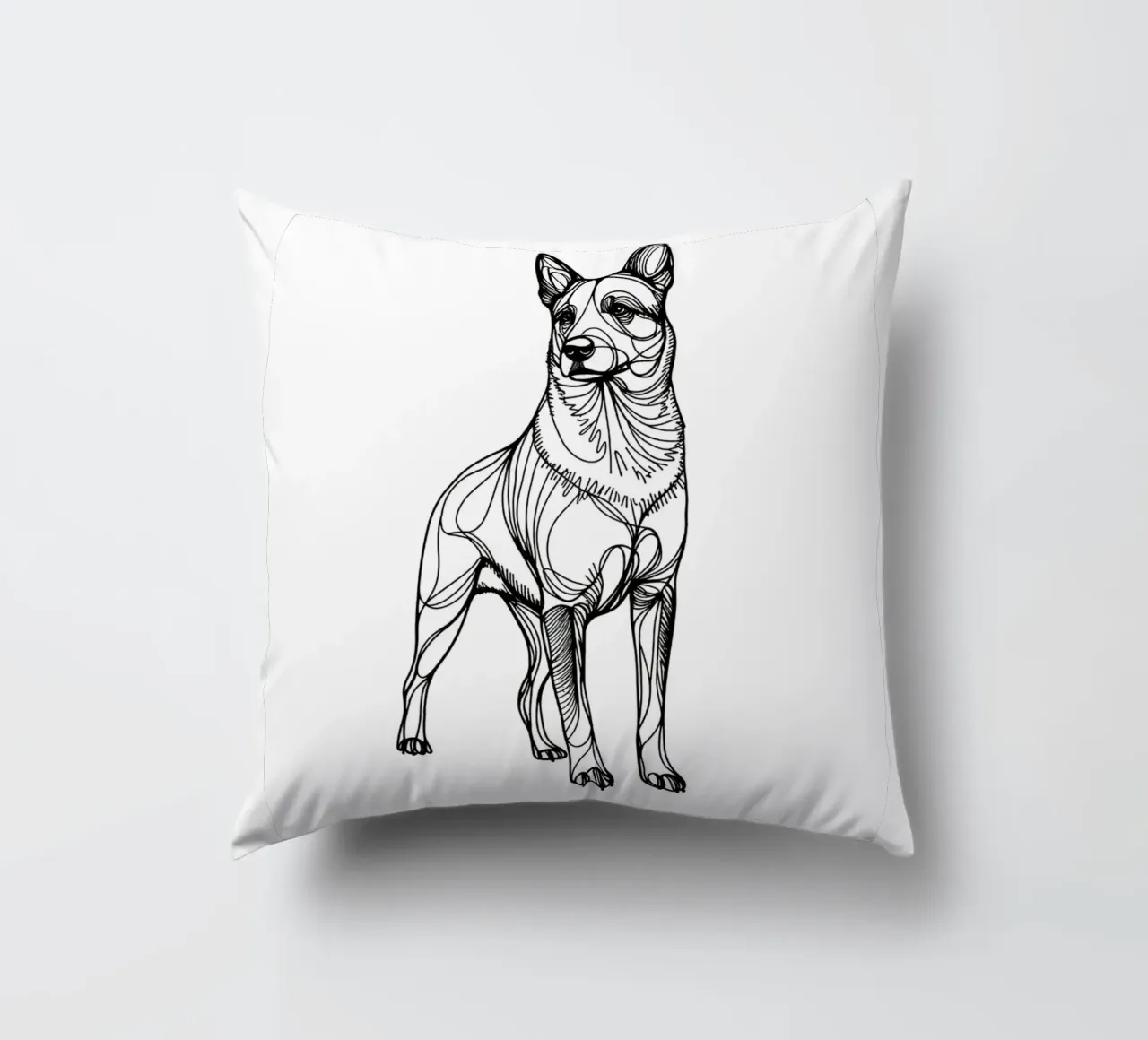 Disegno artistico lineare di Australian Cattle Dog cuscino da WijdevenDesign
