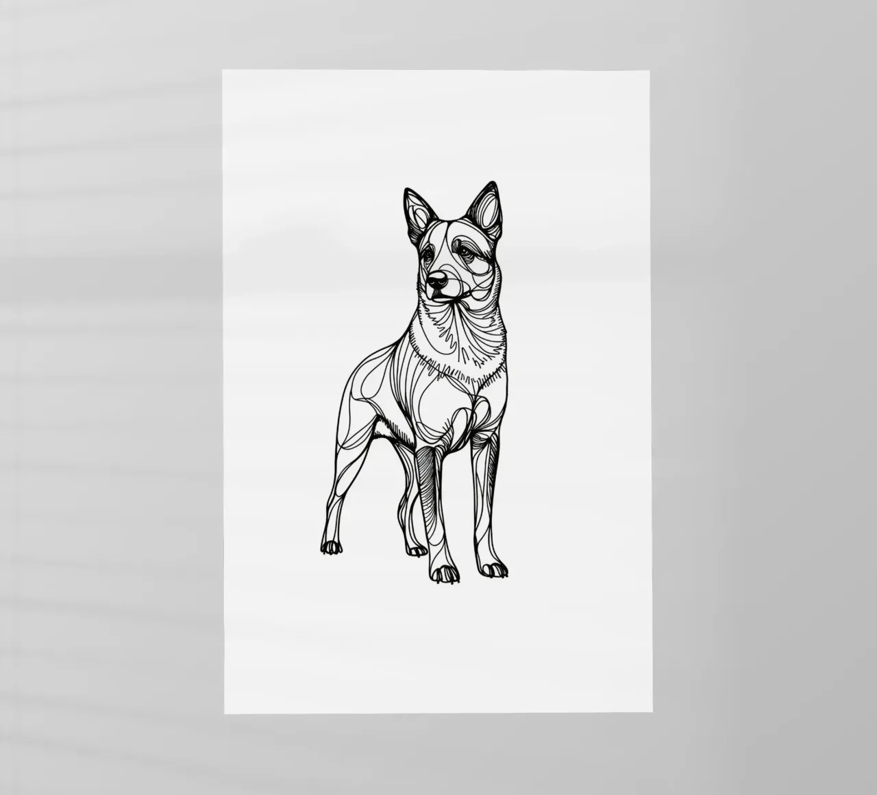 Disegno artistico lineare di Australian Cattle Dog pellicola backlit da WijdevenDesign