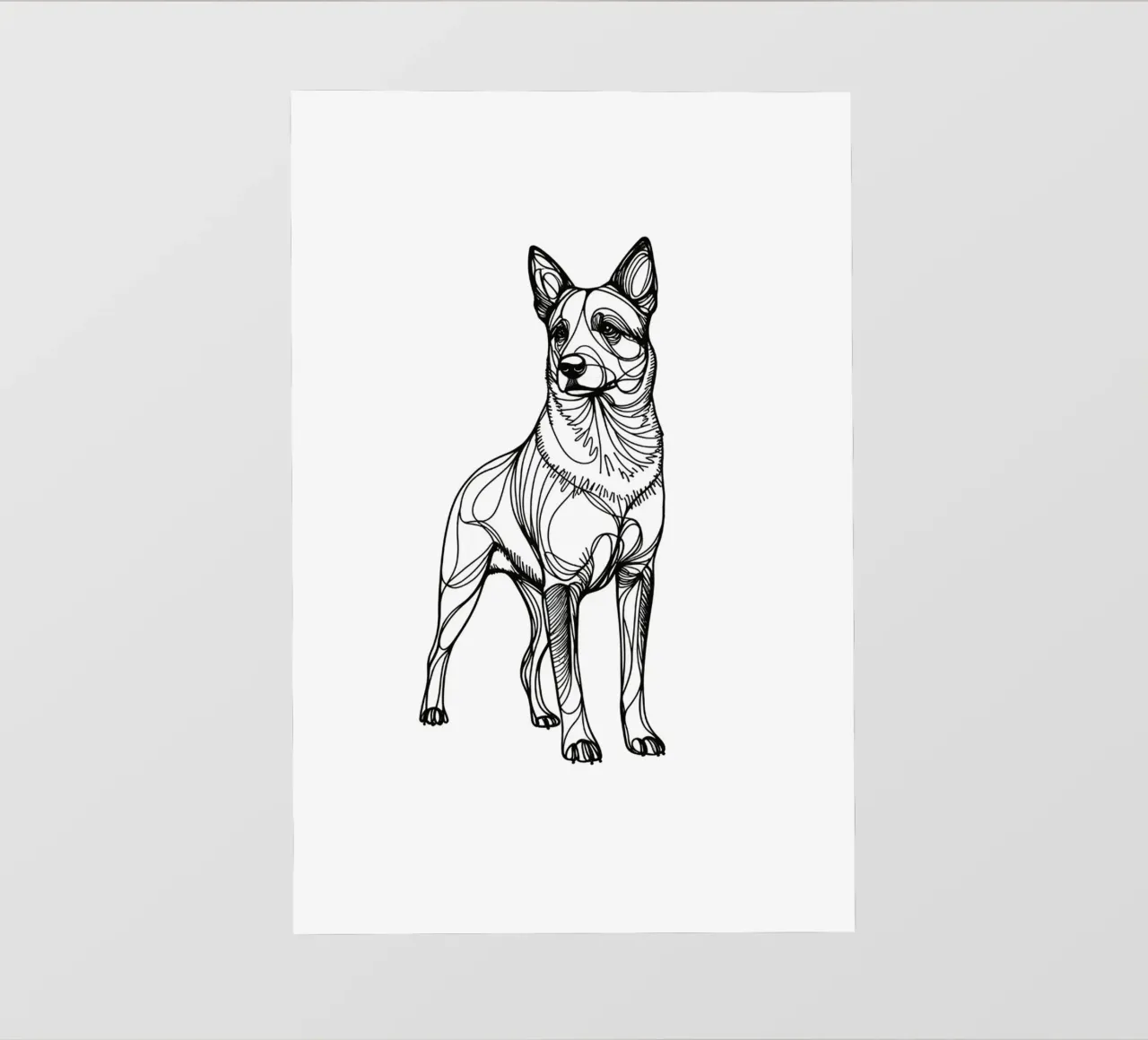 Disegno artistico lineare di Australian Cattle Dog pellicola backlit da WijdevenDesign