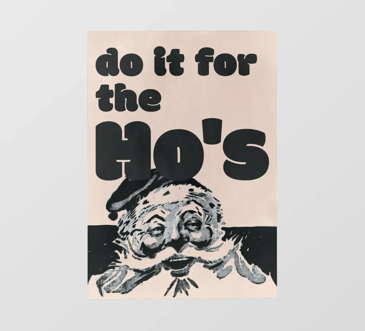 Retro Christmas Santa Print - „do it for the Ho’s” Poster telo in pvc da ChristmasMooodz