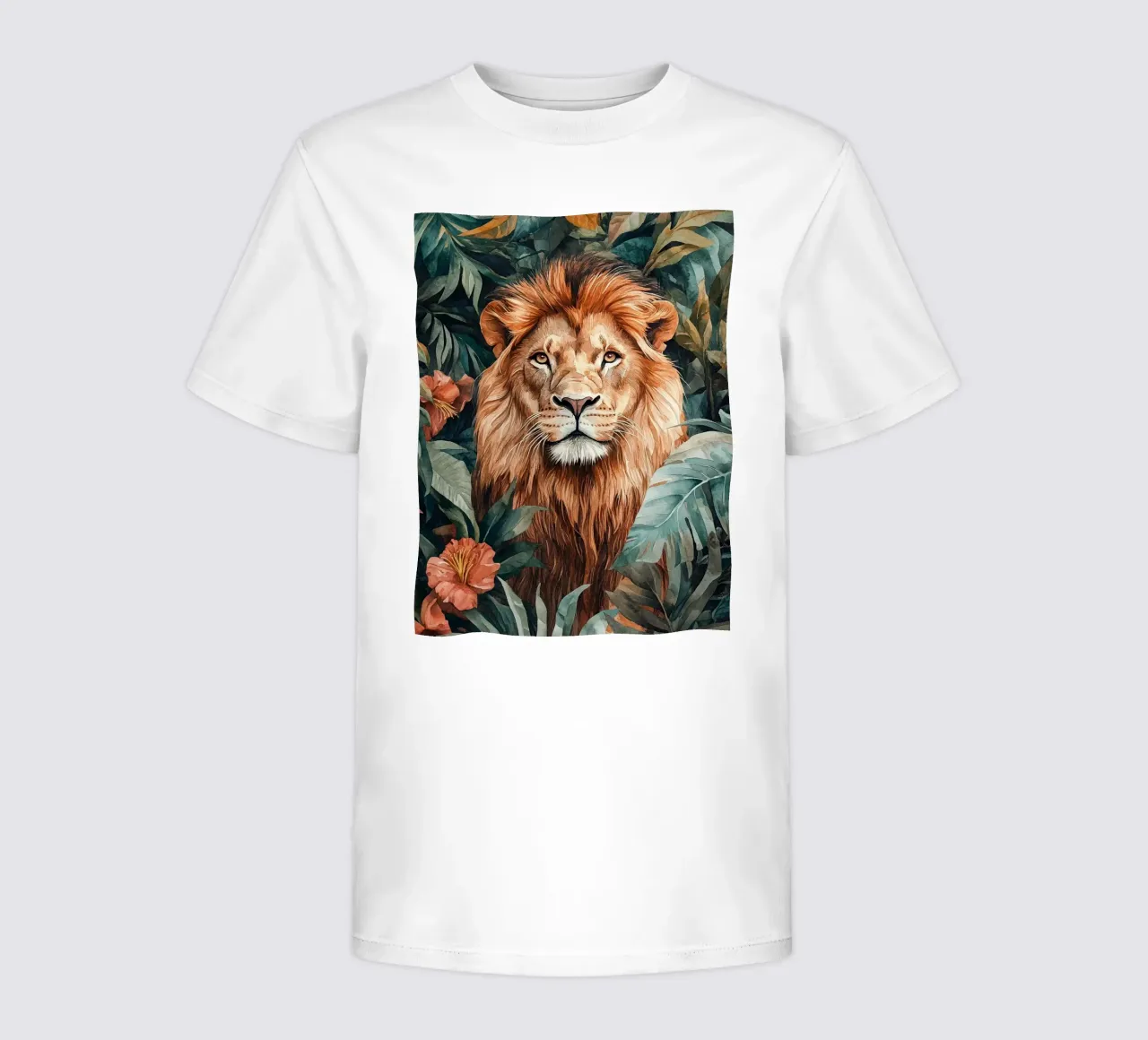 Lion Forest Leaves kids t-shirt by Mateo