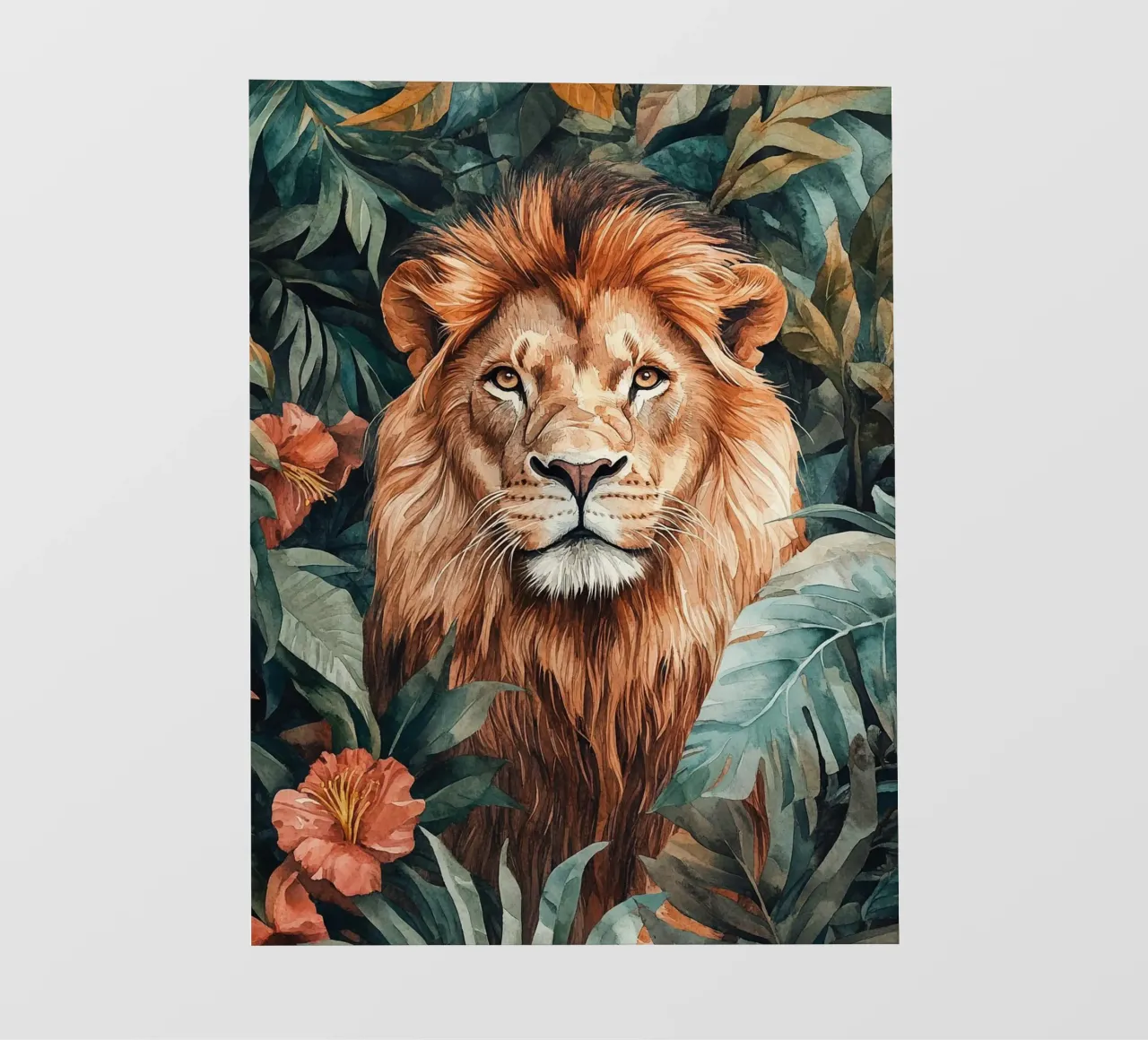 Lion Forest Leaves fotobehang van Mateo