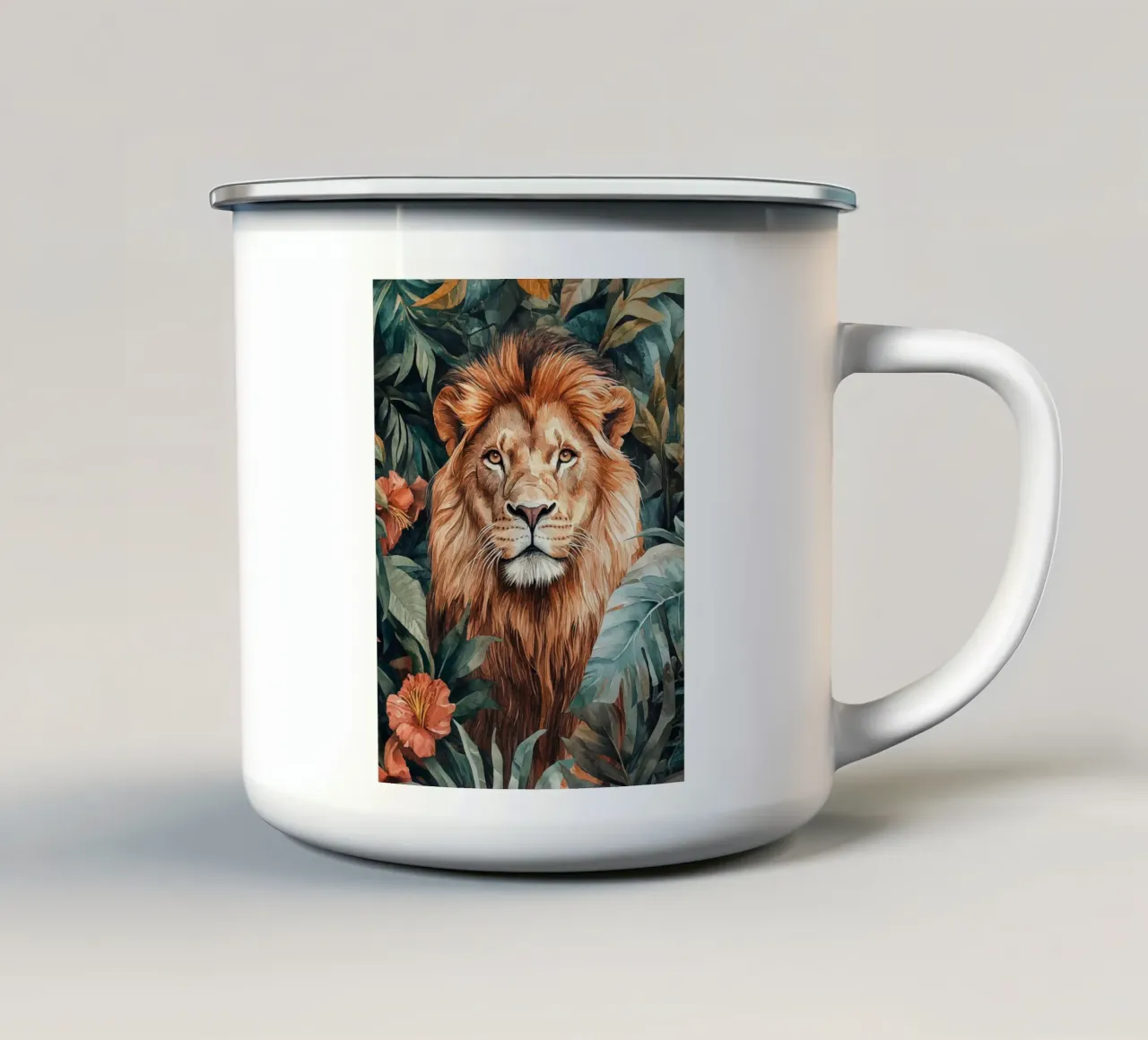 Lion Forest Leaves tazza in smalto da Mateo
