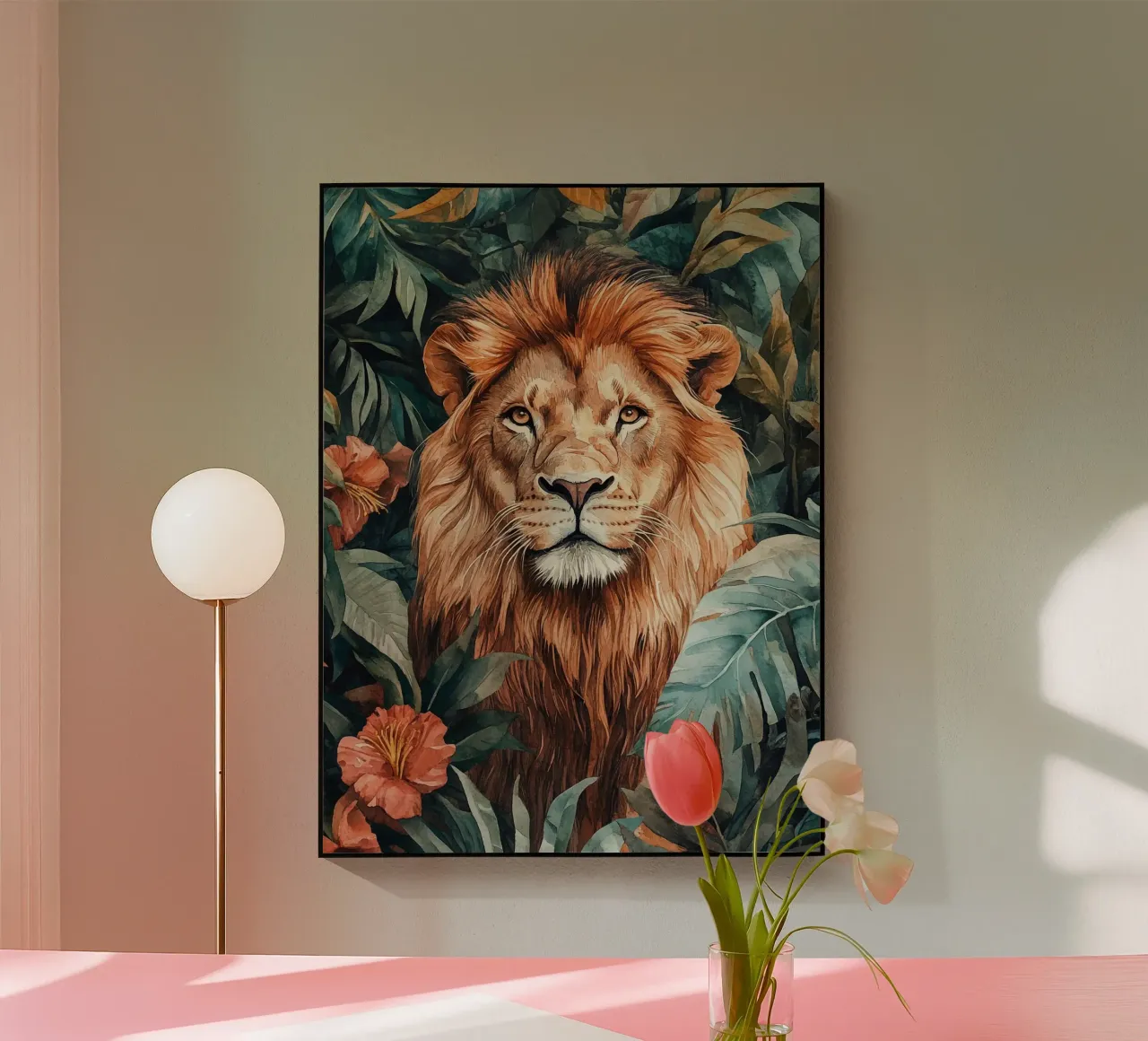 Lion Forest Leaves acrylic glass by Mateo
