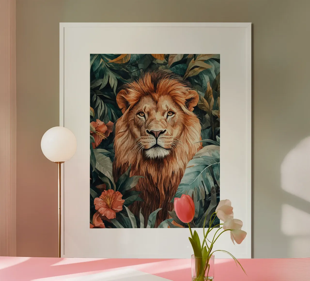 Lion Forest Leaves carta hahnemühle da Mateo