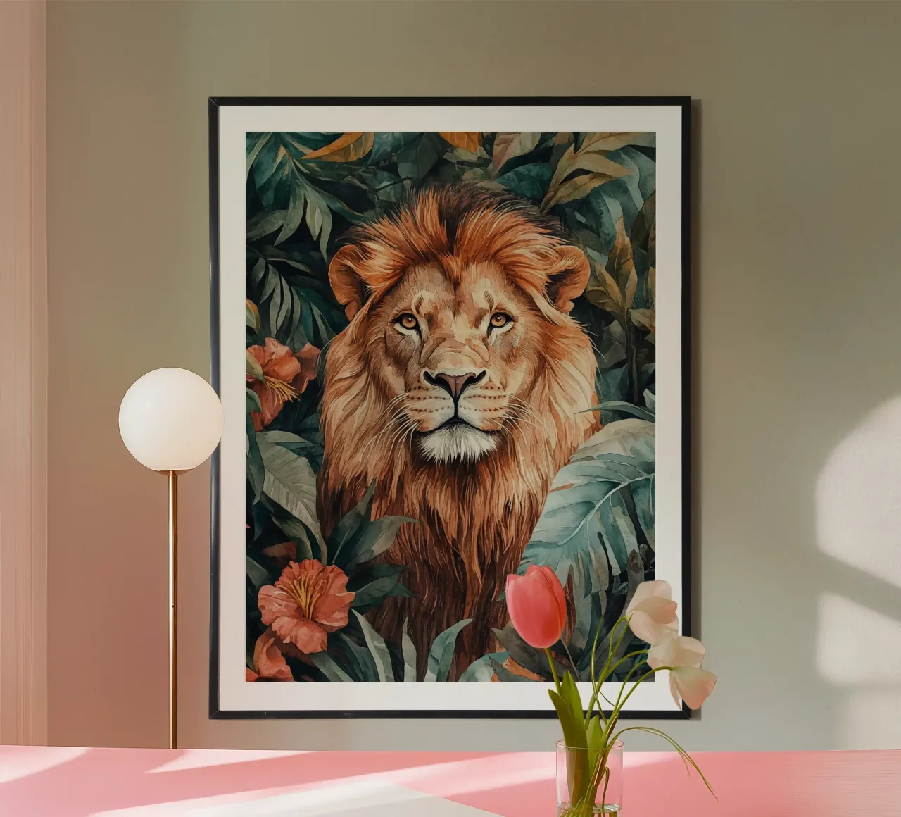 Lion Forest Leaves carta hahnemühle da Mateo