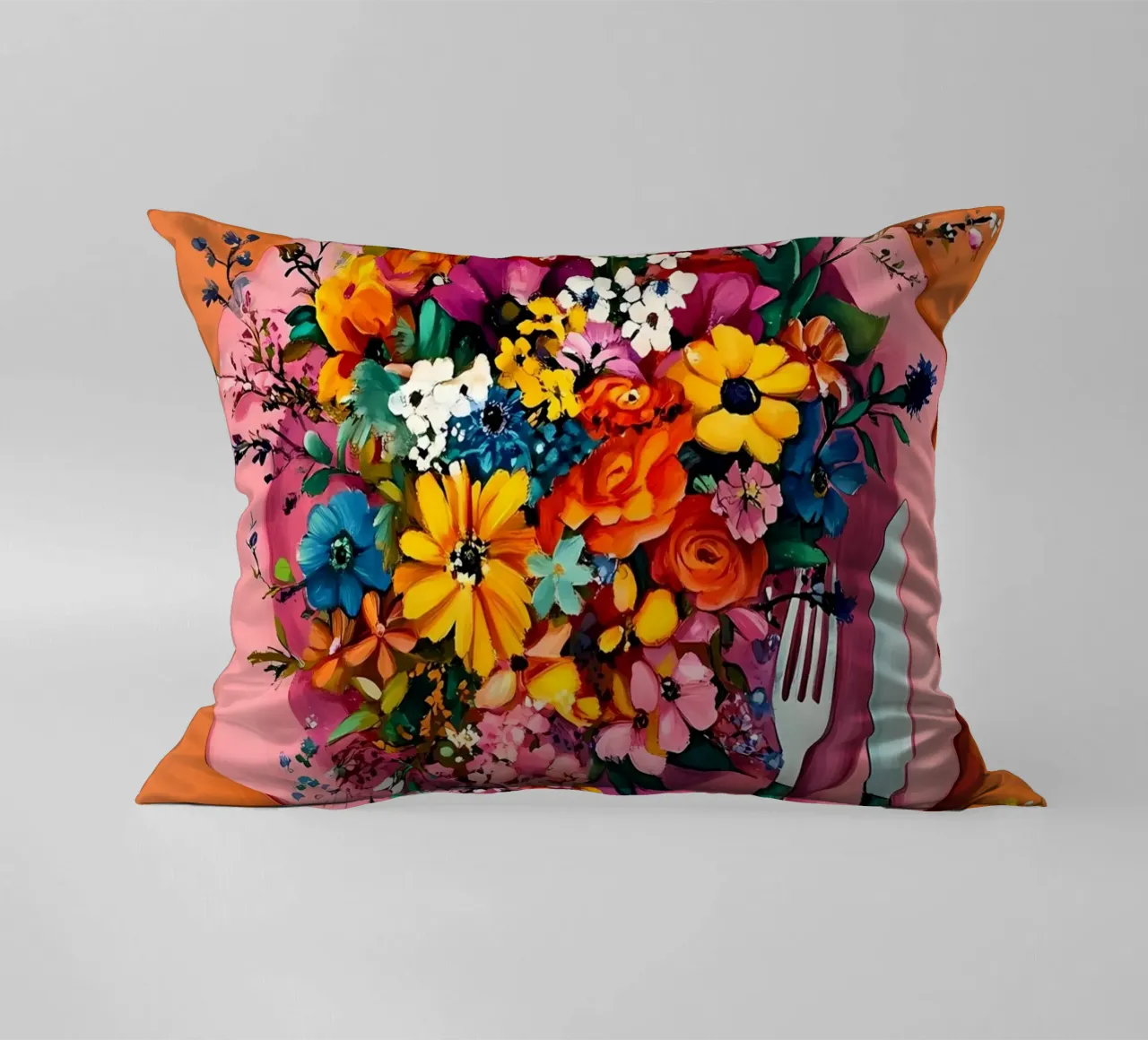 Bon Appetit, Fiori nel piatto cuscino da IamHomeStudio