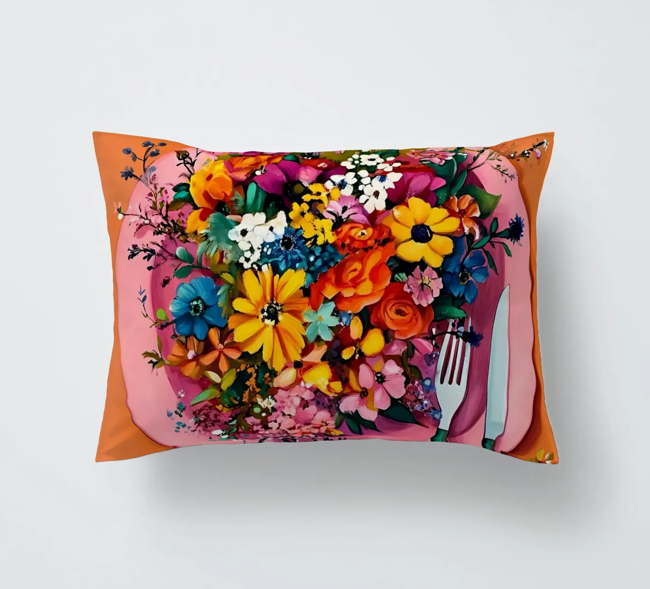 Bon Appetit, Fiori nel piatto cuscino da IamHomeStudio