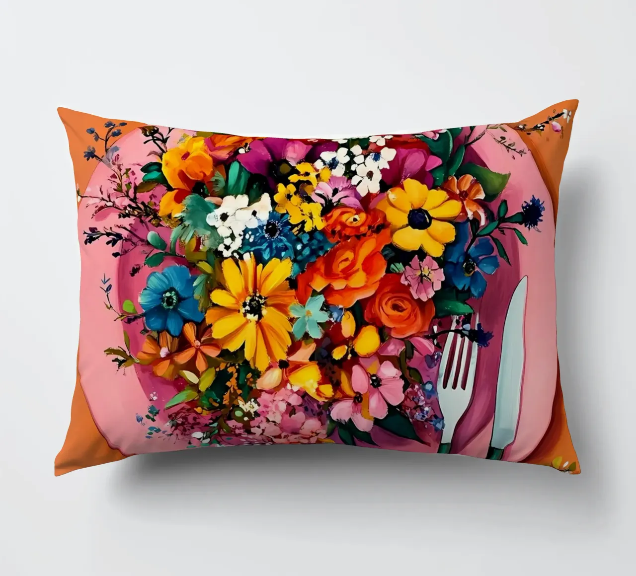 Bon Appetit, Fiori nel piatto cuscino da IamHomeStudio