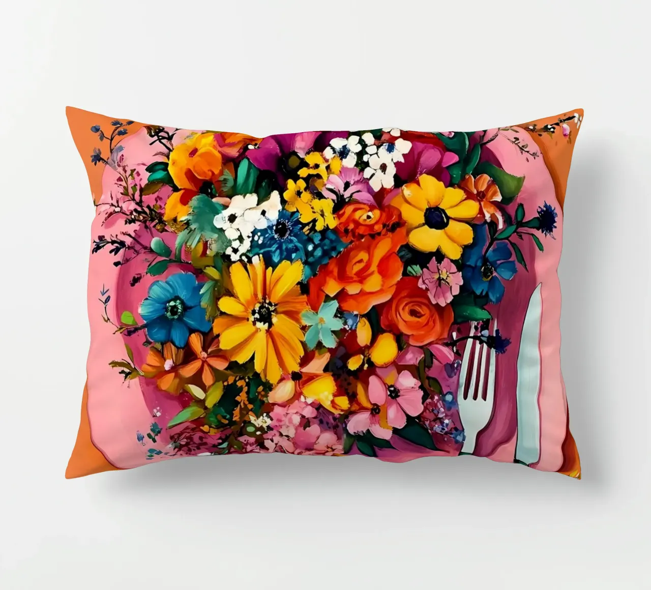 Bon Appetit, Fiori nel piatto cuscino da IamHomeStudio