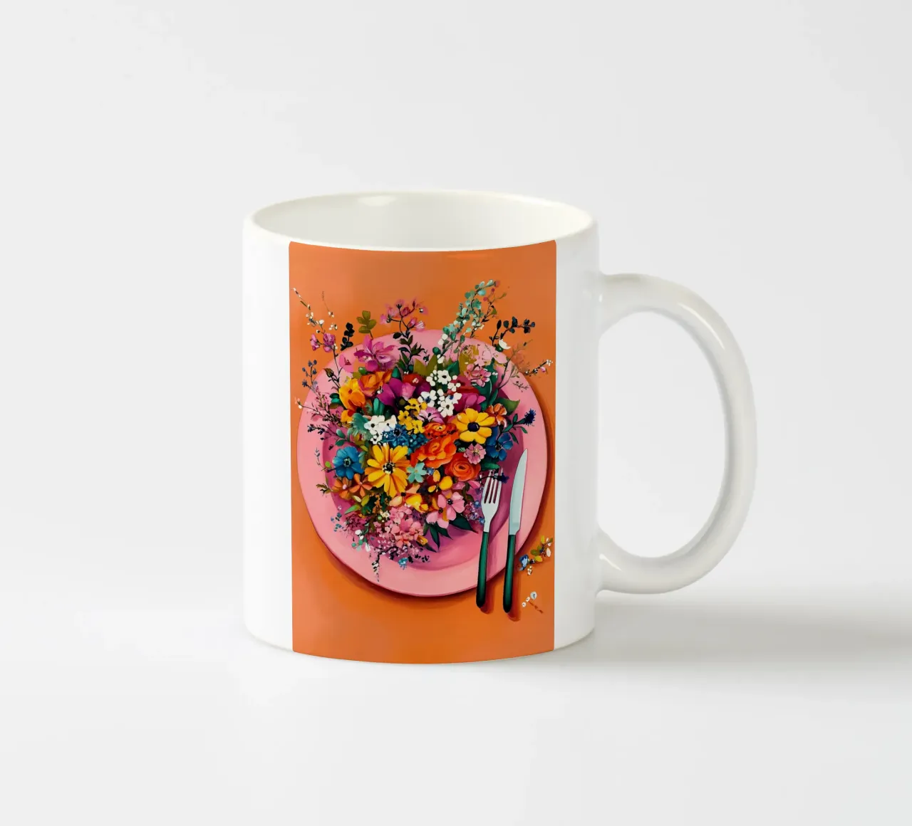 Bon Appetit, Fiori nel piatto tazza in ceramica da IamHomeStudio