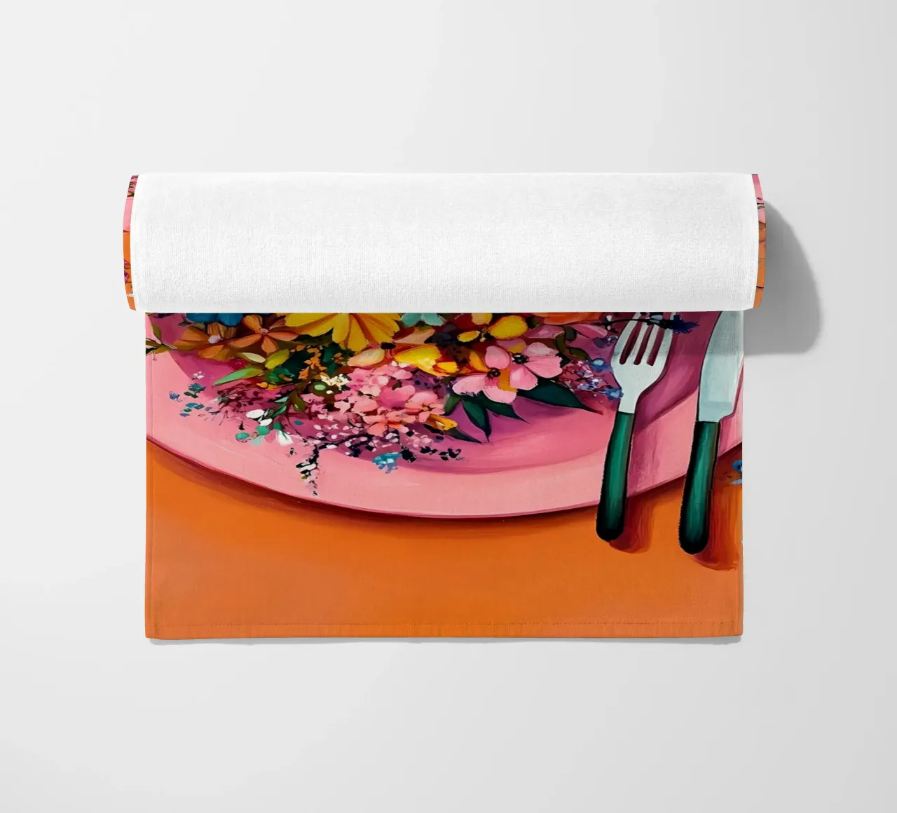 Bon Appetit, Fiori nel piatto telo mare da IamHomeStudio