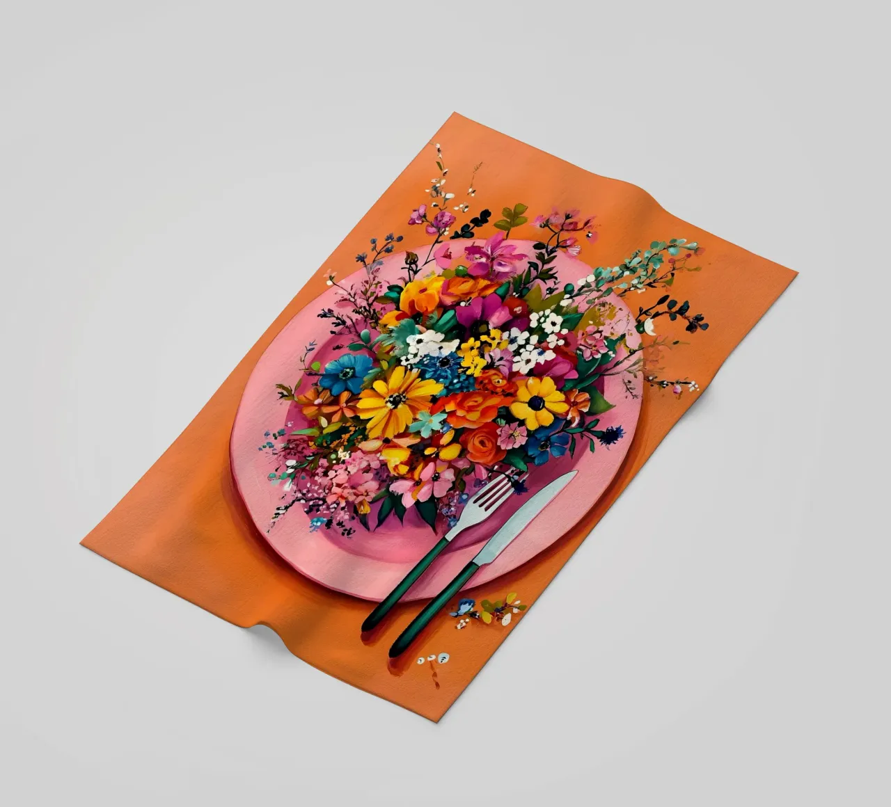 Bon Appetit, Fiori nel piatto telo mare da IamHomeStudio