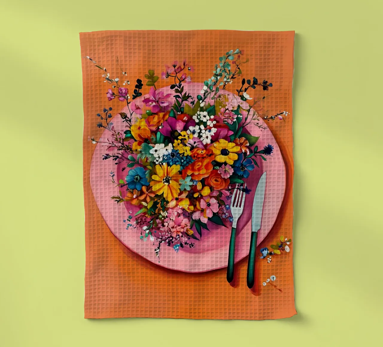 Bon Appetit, Fiori nel piatto canovaccio da cucina da IamHomeStudio