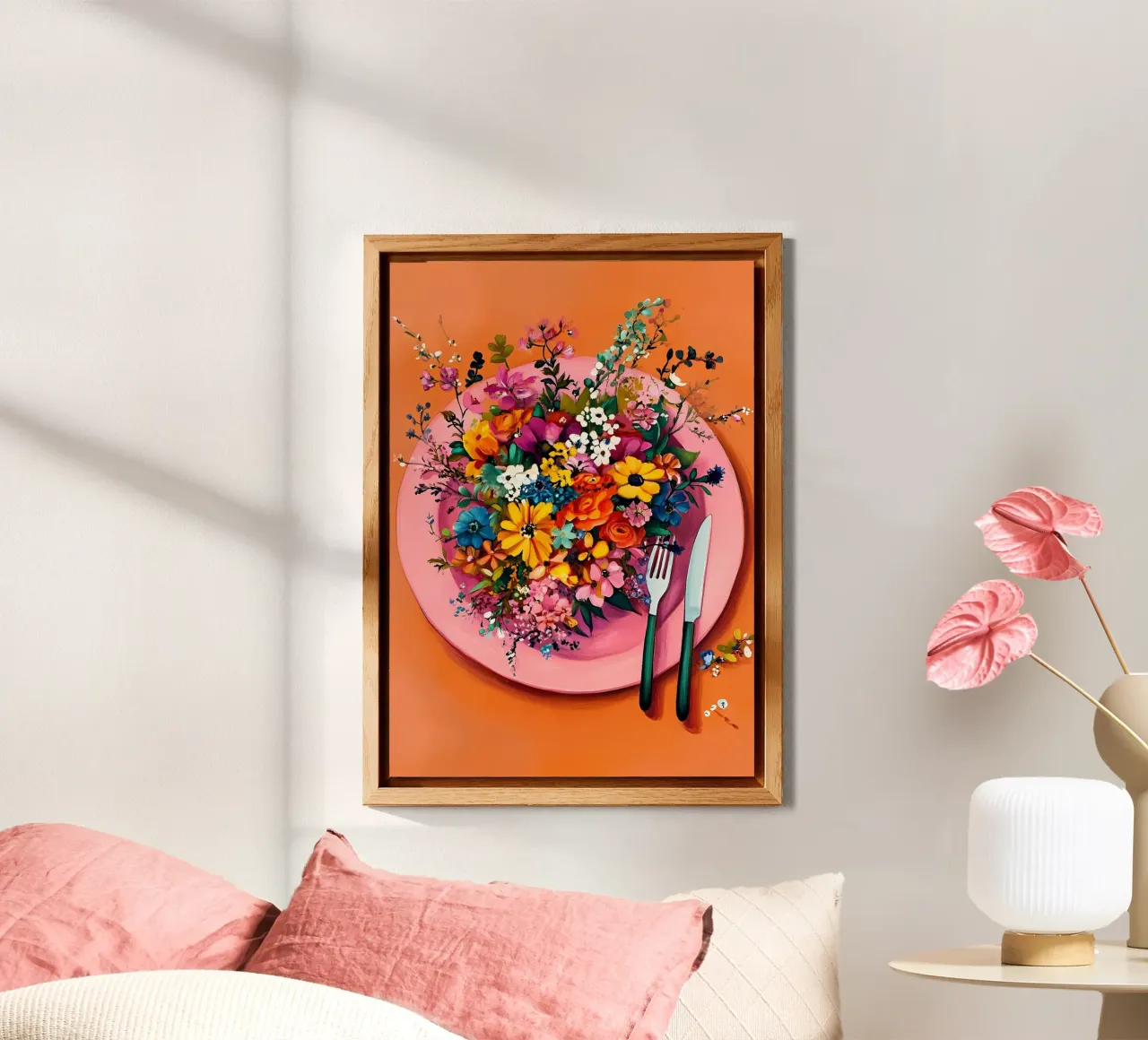 Bon Appetit, Fiori nel piatto alluminio dibond da IamHomeStudio