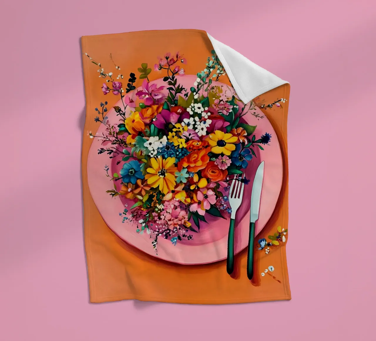 Bon Appetit, Fiori nel piatto coperta in pile da IamHomeStudio