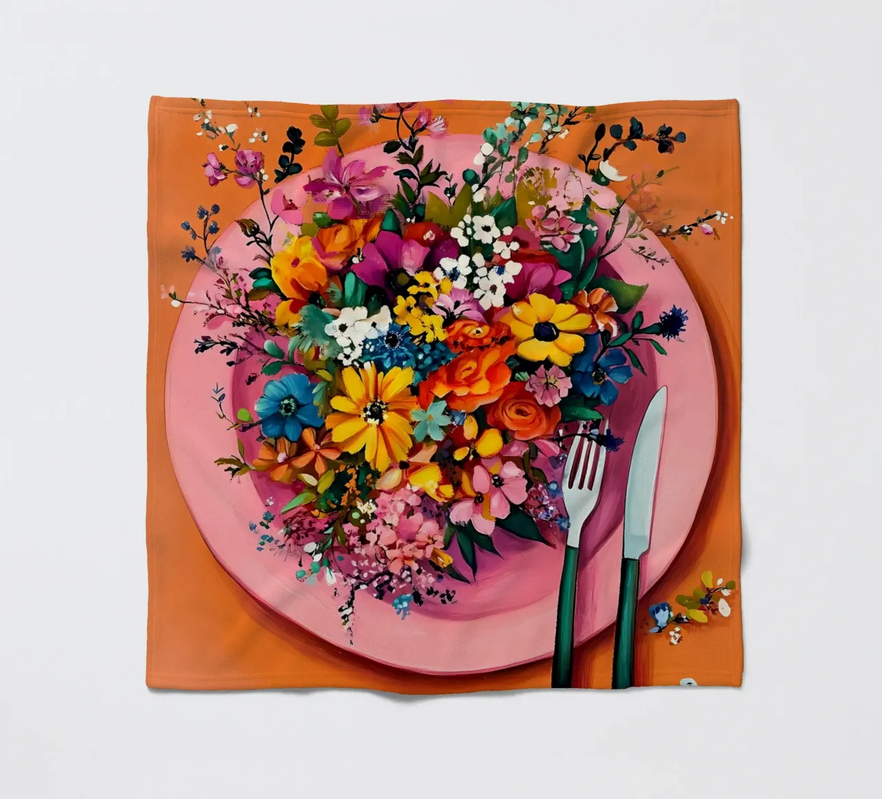 Bon Appetit, Fiori nel piatto coperta in pile da IamHomeStudio