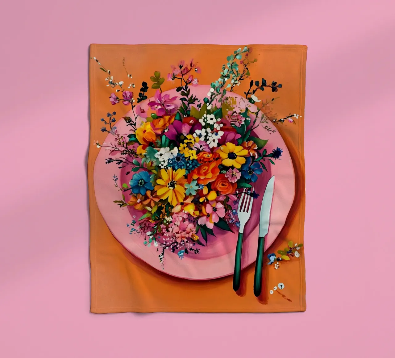 Bon Appetit, Fiori nel piatto coperta in pile da IamHomeStudio