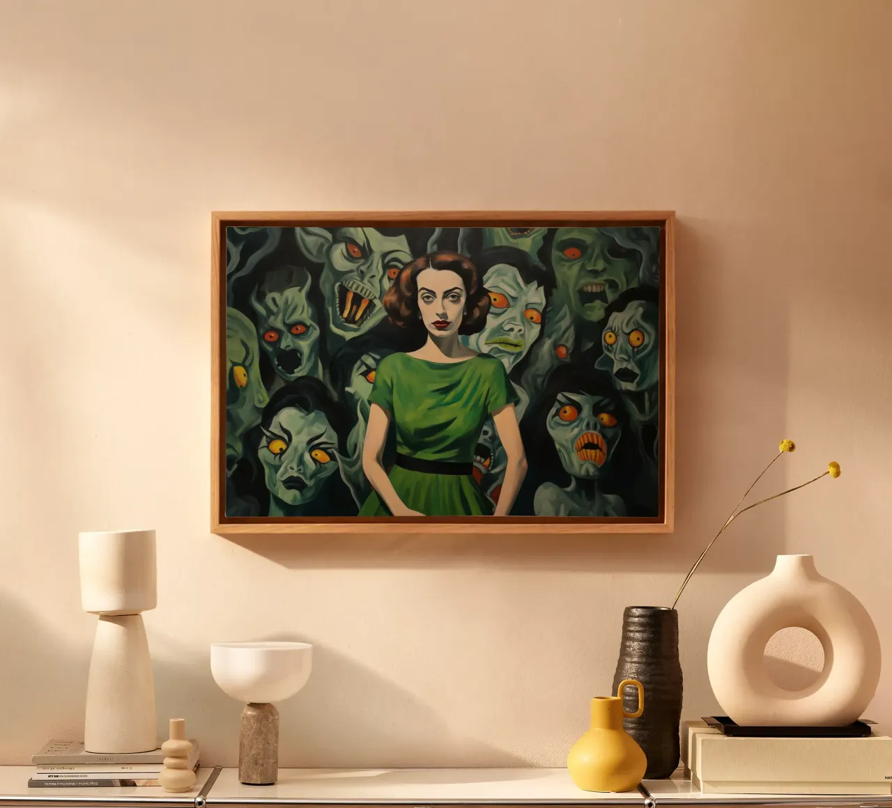 Donna in posizione di rilievo | Pittura classica tela con Cornice a cassetta da Autofocus