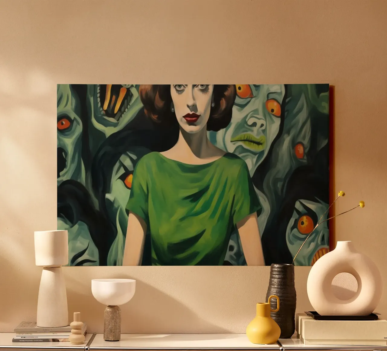 Donna in posizione di rilievo | Pittura classica tela con Cornice a cassetta da Autofocus