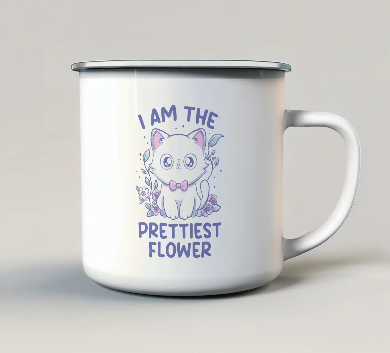I Am the Prettiest Flower Lovely Cat enamel mug by Tobe Fonseca