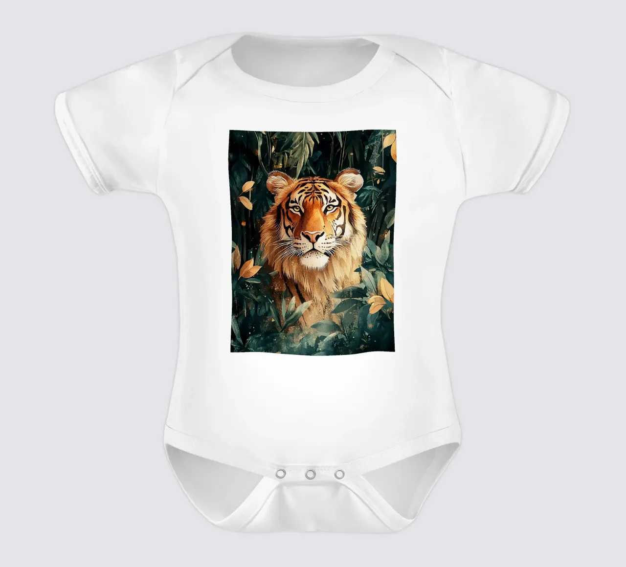 Tiger Forest Leaves Kurzarm Babybody von Mateo