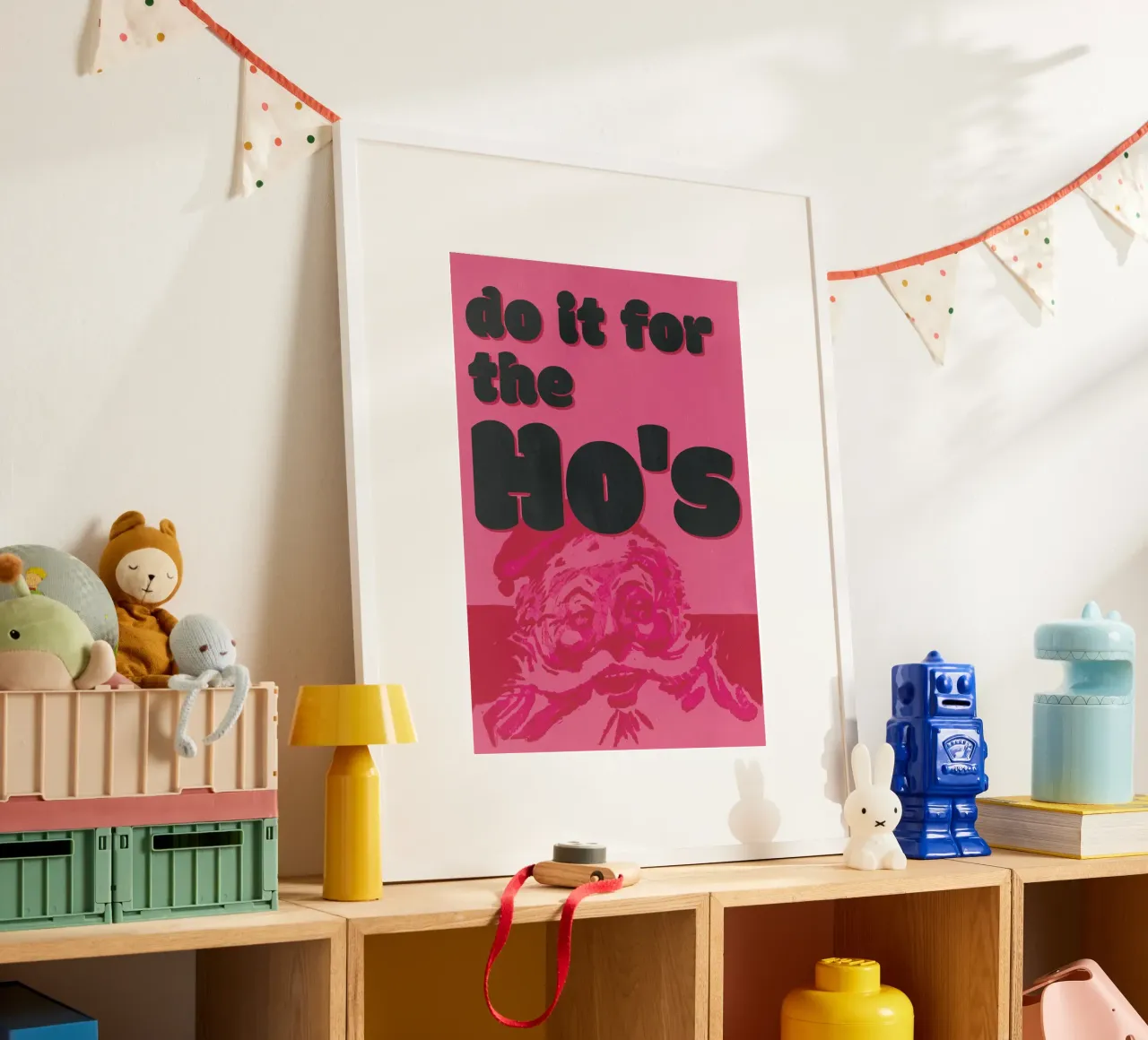 Retro Christmas Santa Print - „do it for the Ho’s” Poster carta hahnemühle da ChristmasMooodz